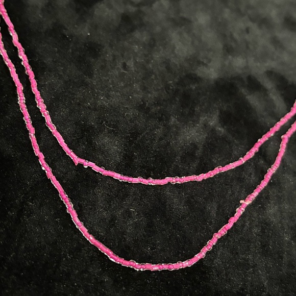 Handmade Handcrafted Pink Long Beaded Multiple Layer Necklace - Picture 2 of 4